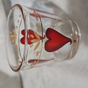 CERVE Italy Heart/Fan Low Ball Glass - Gold Trim